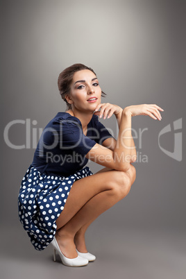 Beauty woman in old style cloth sit relaxed