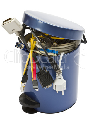 trashcan with electronic waste
