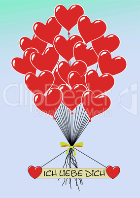 Herzluftballons Ich liebe Dich - Heartballoons I Love You