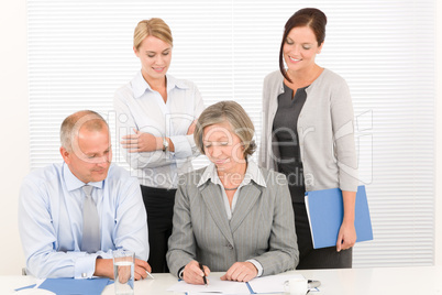 Business team pretty businesswomen with colleagues