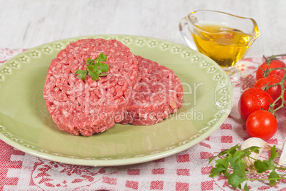 Raw hamburger