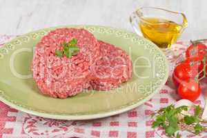 Raw hamburger