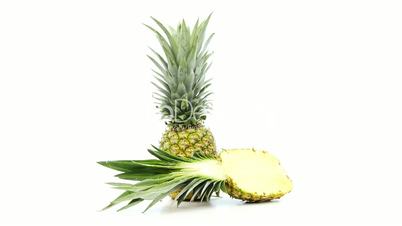 pineapple full and half isolated