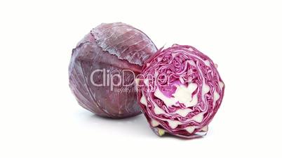 red cabbage rotating on white