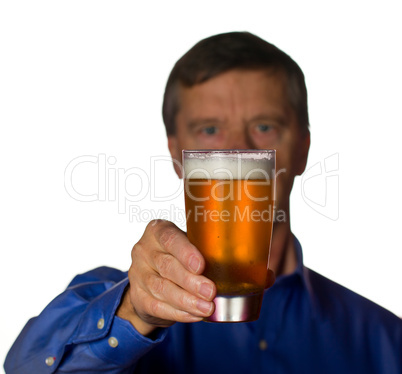 Senior man with glass of beer