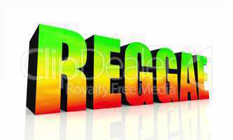 3D Text Reggae isoliert - grün gelb rot