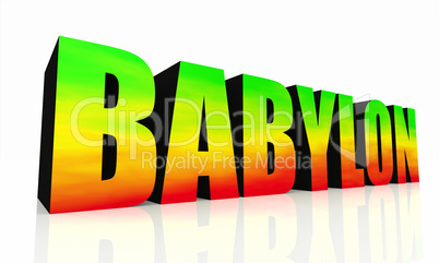 3D Text Babylon isoliert - grün gelb rot