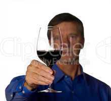 Senior man with glass of red wine