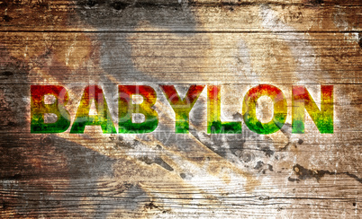 Holzschild - Babylon Text