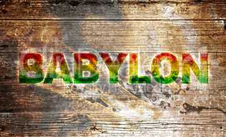 Holzschild - Babylon Text