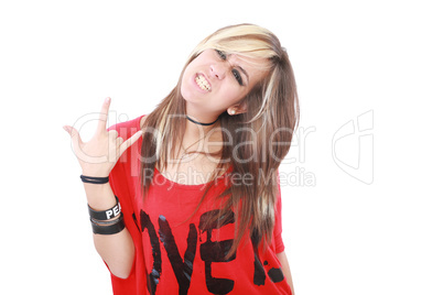 Portrait of a beautiful young female rock singer