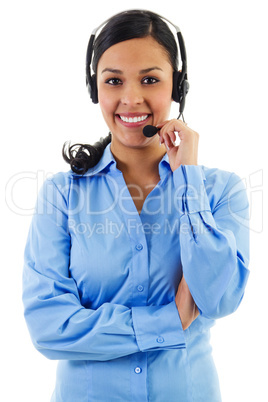 female call center operator