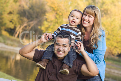 Happy Mixed Race Ethnic Family Posing for A Portrait