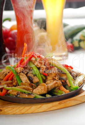 original fajita sizzling hot  on iron plate