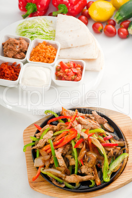 original fajita sizzling hot  on iron plate