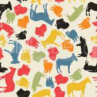 Farm animals seamless pattern