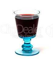 blue glass of red wine