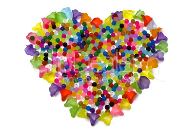 Colorful beads, heart shape