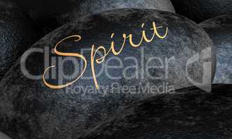 Schwarze Steine mit Text - Spirit