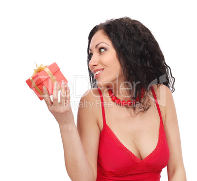 beautiful woman with gift box