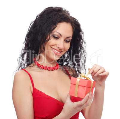 beautiful woman with gift box