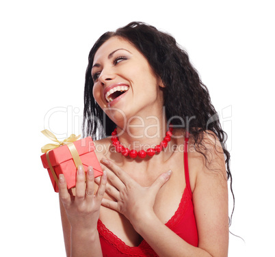 beautiful woman with gift box