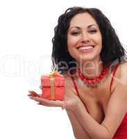 beautiful woman with gift box