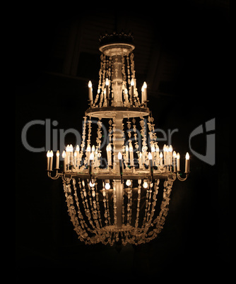 chandelier in dark
