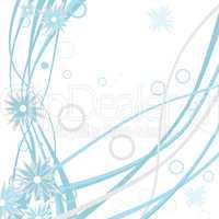 Blue floral background flower vector. Nature with curl and border. Christmas illustration.