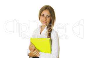 Close-up of business woman with folder