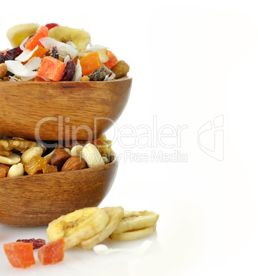 mixed dried fruit, nuts and seeds