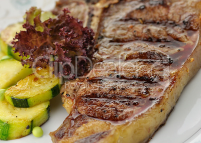 barbecue T Bone steak close up