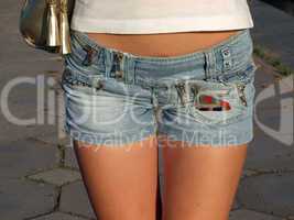 Girl In Blue Jeans Short Shorts. big picture.