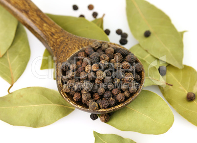 black pepper and bay leaves