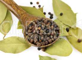 black pepper and bay leaves