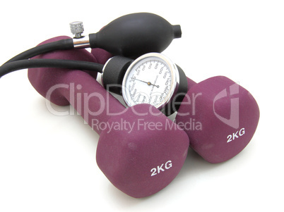 Stethoscope and dumbbell