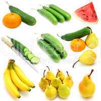 fruits and vegetables collection isolated on white background
