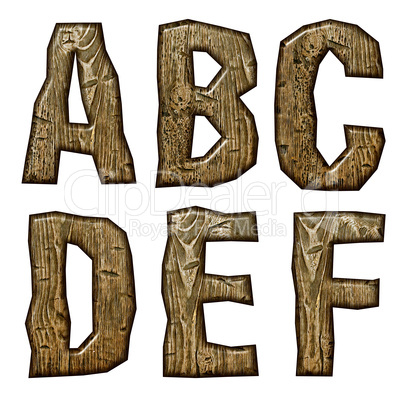 Wooden alphabet isolated on white background.