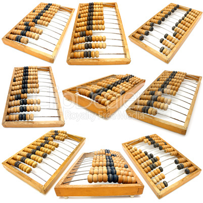 Set of accounting abacus for financial calculations