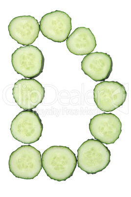 Vegetable Alphabet of chopped cucumber  - letter D