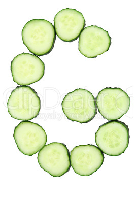 Vegetable Alphabet of chopped cucumber  - letter G