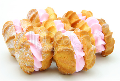 Yellow cookies with a  stuffing  on a white background