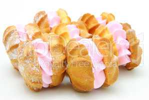 Yellow cookies with a  stuffing  on a white background