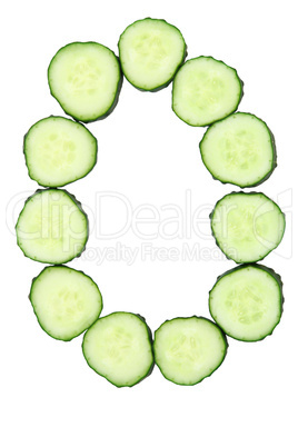 Vegetable Alphabet of chopped cucumber  - letter O