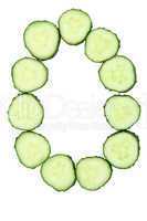 Vegetable Alphabet of chopped cucumber  - letter O