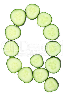 Vegetable Alphabet of chopped cucumber  - letter Q