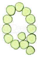 Vegetable Alphabet of chopped cucumber  - letter Q