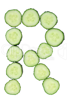 Vegetable Alphabet of chopped cucumber  - letter R