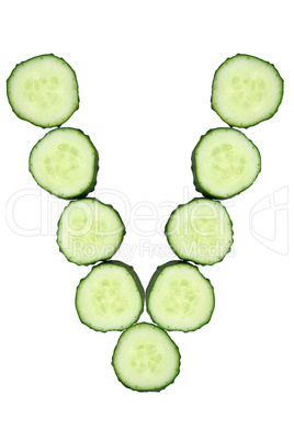 Vegetable Alphabet of chopped cucumber  - letter V