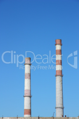 chimneys  large plant against the blue sky